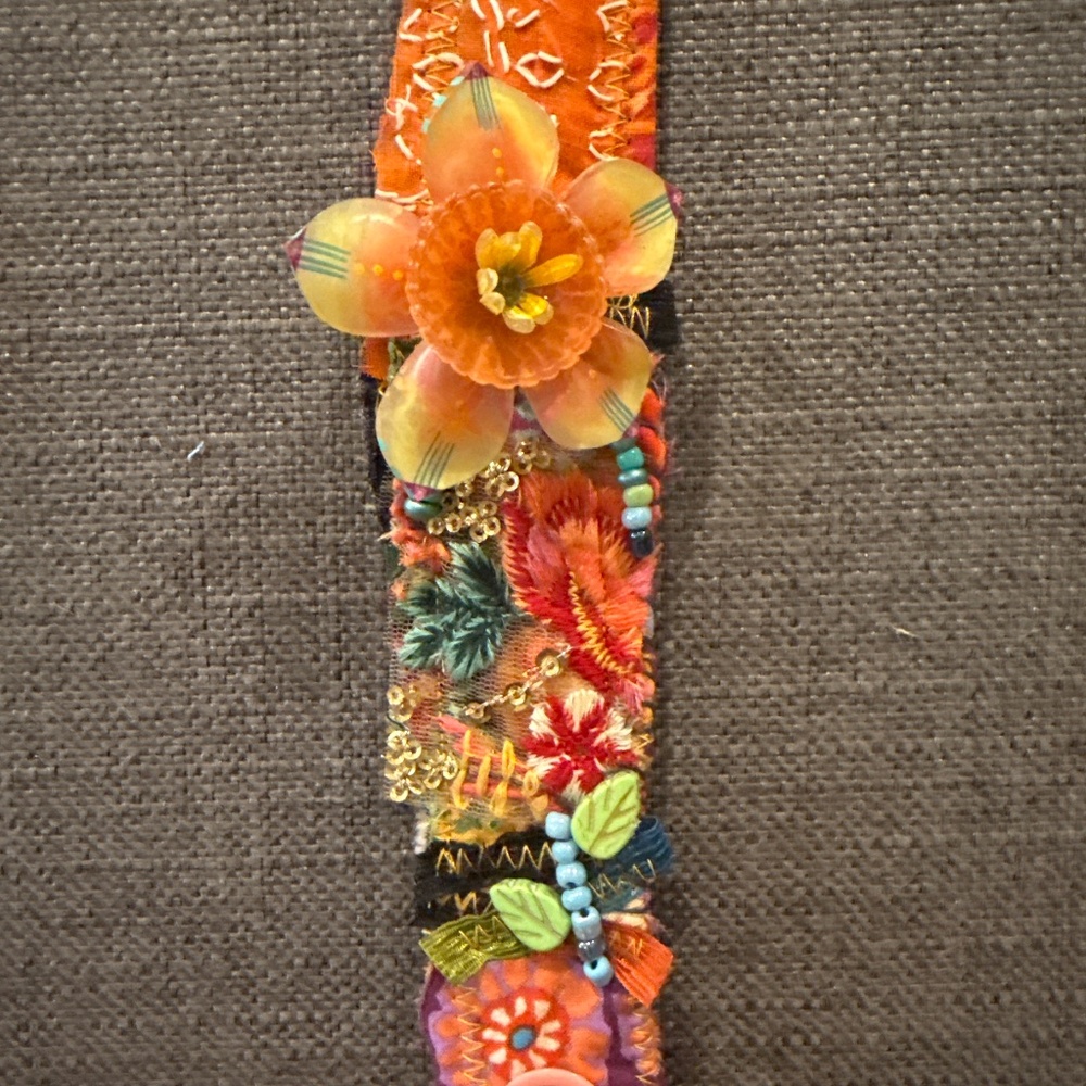 Handmade flower power cuff bracelet